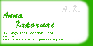 anna kapornai business card